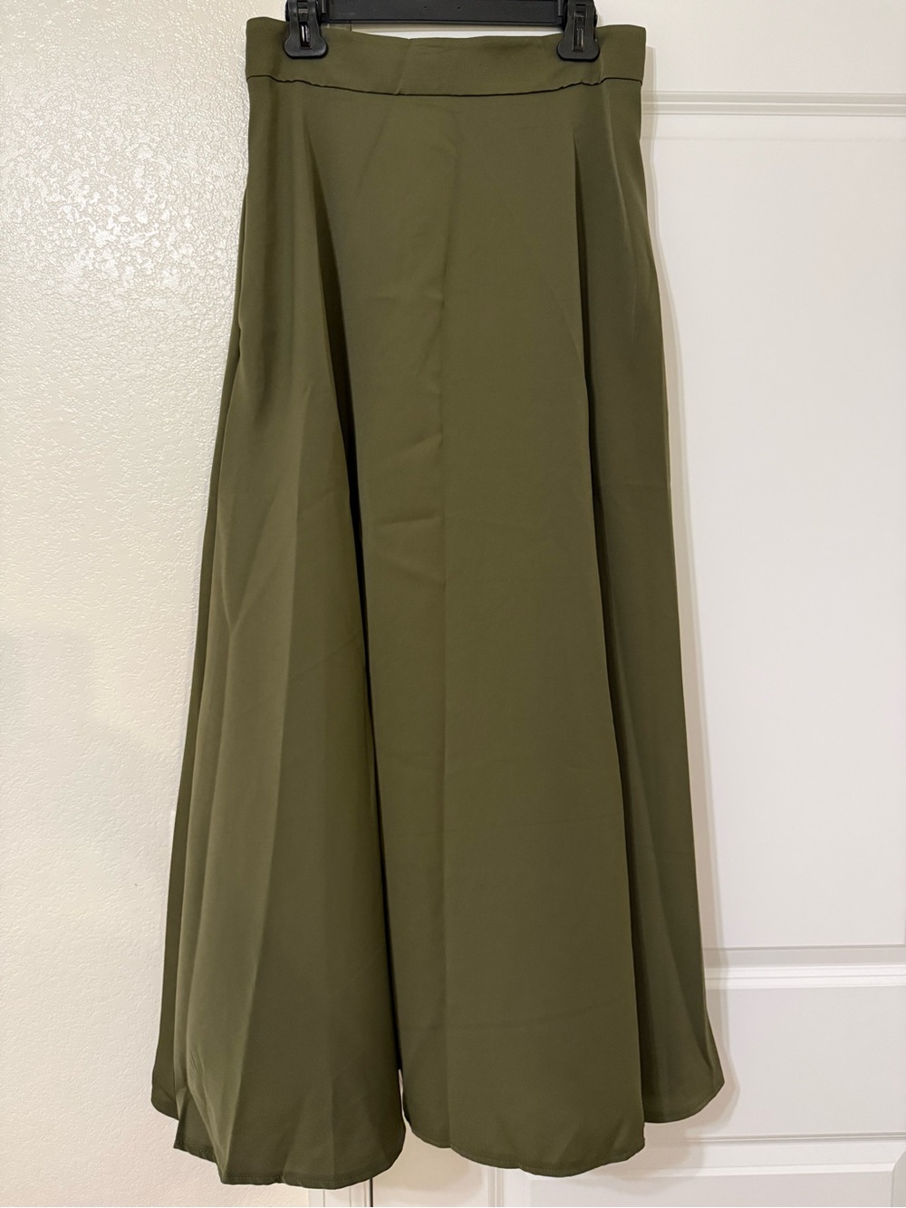 Olive Green Maxi Skirt with Flowing A-Line Silhouette